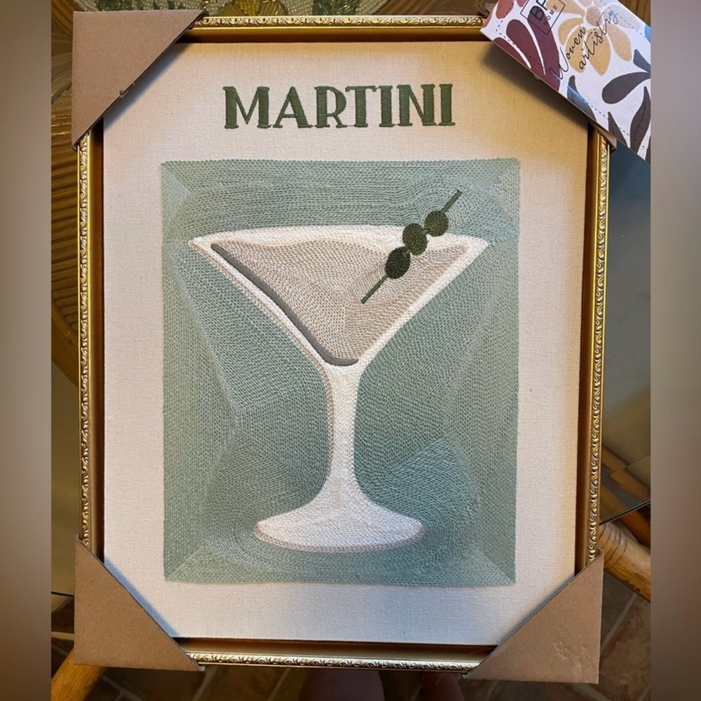 BP Home Martini Cocktail Embroidered Woven Artistry Wall Art